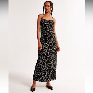 NWT Abercrombie & Fitch Julia Slip Maxi Dress in Black and White Print | Size XS